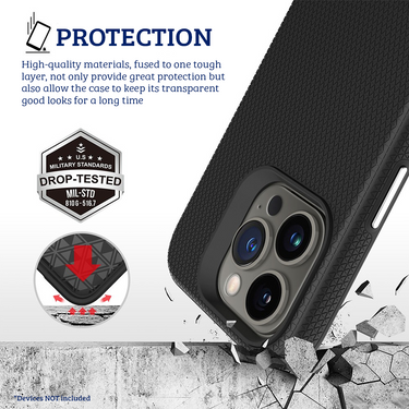 iPhone 16 Rugged Shockproof Case Cover: MagSafe Compatible, High-Quality, Fingerprint-Resistant, Hard Protection - Black